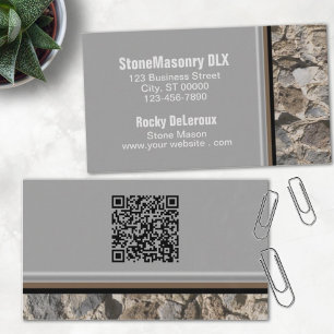 Professionell Stonemason Rustic Sten Gräns QR-kod Visitkort