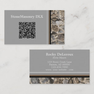 Professionell Stonemason Rustic Sten Gräns QR-kod Visitkort