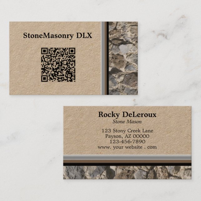 Professionell Stonemason Wall Gräns QR-kod Visitkort (Fram/baksida)
