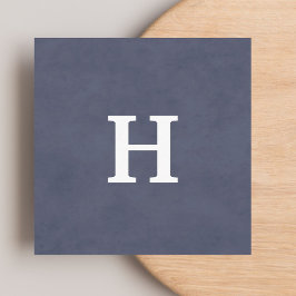 Professionell Struktur Blue White Monogram Fyrkantigt Visitkort