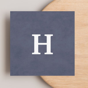 Professionell Struktur Blue White Monogram Fyrkantigt Visitkort