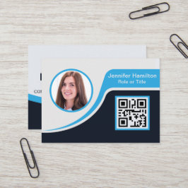 Professionell svart blått lägger till Logotypen QR Visitkort