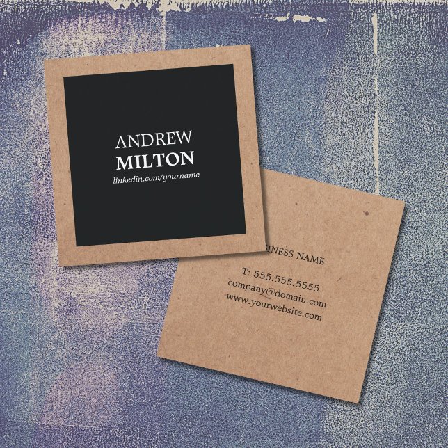 Professionell Svart Elegant-tryckt Kraft Fyrkantigt Visitkort (Skapare uppladdad)