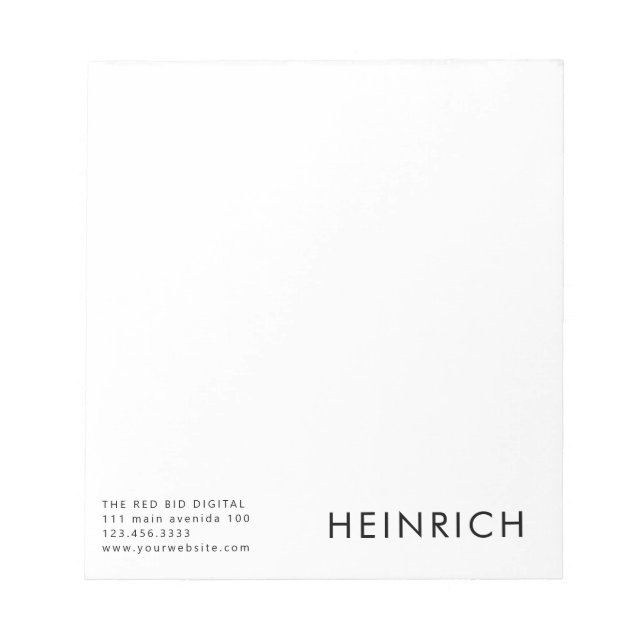 Professionell Svart Fet Namn Verksamhet Anteckningsblock (Framsida)