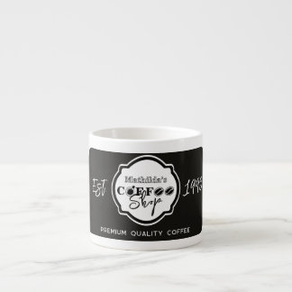 Professionell svart kaffebar med personligt logoty espressomugg