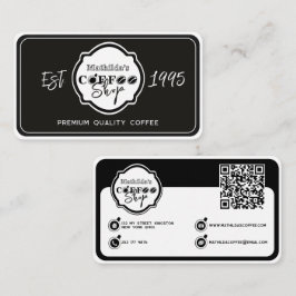 Professionell Svart Kaffebar Personligt Logotyp Visitkort