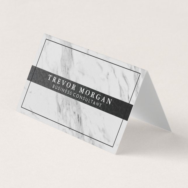 Professionell Svart lädertrim, marmor Visitkort (Framsida)