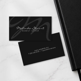 Professionell Svart Modern Monogram och Namn Visitkort
