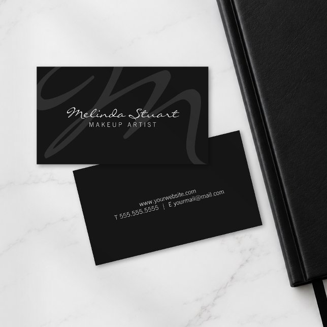 Professionell Svart Modern Monogram och Namn Visitkort (Skapare uppladdad)