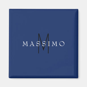 Professionell svart monogram blå ditt namn magnet
