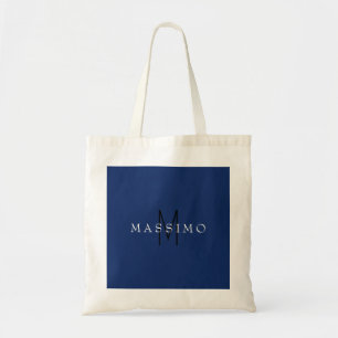 Professionell svart monogram blå ditt namn tygkasse