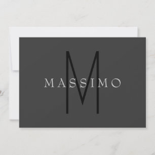 Professionell Svart Monogram Grå Ditt Namn