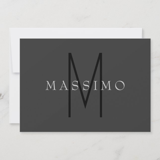 Professionell Svart Monogram Grå Ditt Namn (Framsida)