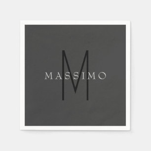 Professionell Svart Monogram Grå Ditt Namn Pappersservett