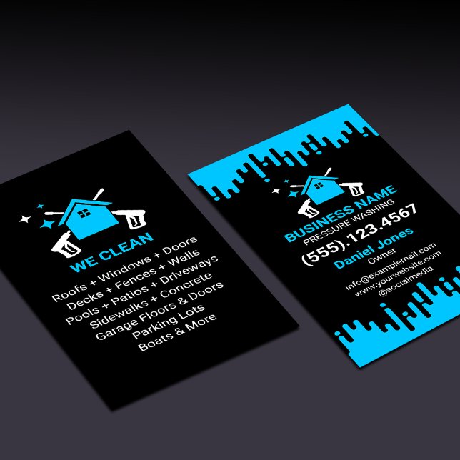 Professionell Svart och Blå Trycktvätt Flygblad (Skapare uppladdad)