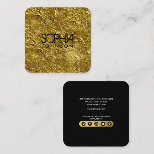 Professionell svart och guld minimalistisk social  fyrkantigt visitkort