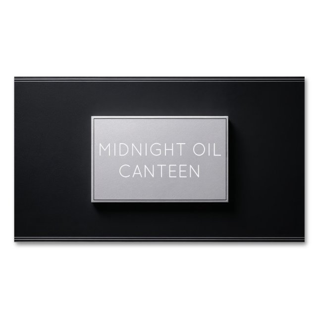 Professionell svart och silver texturerad plakett magnetiska visitkort (Framsida)