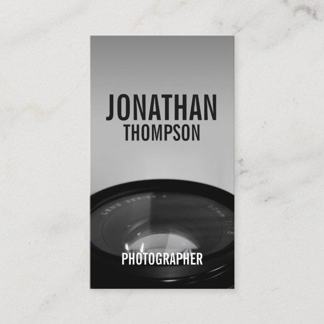 Professionell, svart och vit fotografi visitkort (Framsida)