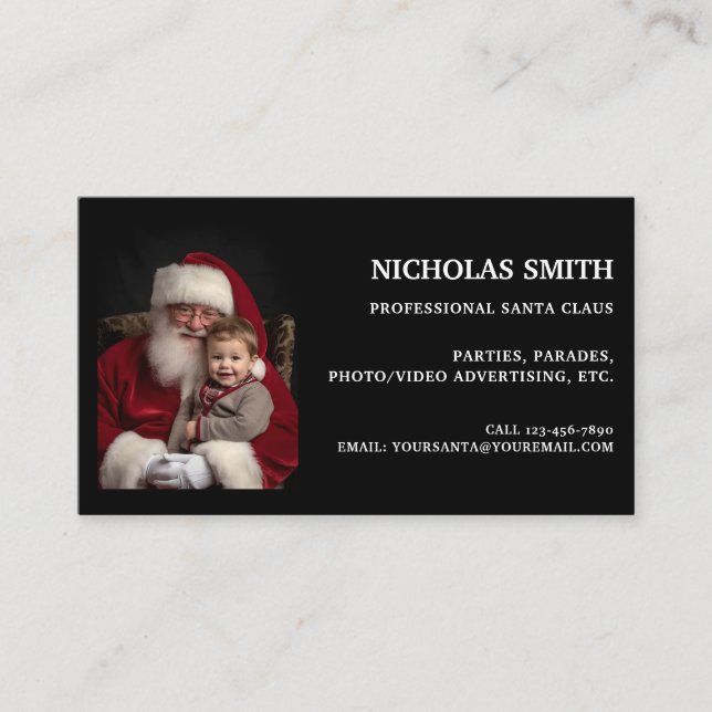 Professionell Svart Tomte Foto Visitkort (Framsida)