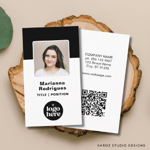 Professionell Svart Vitt Företag Logotyp Foto Visitkort