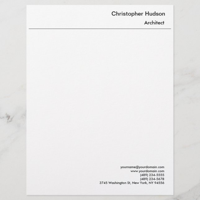 Professionell Svartvit, enkelt, vanligt Brevhuvud (Framsida)