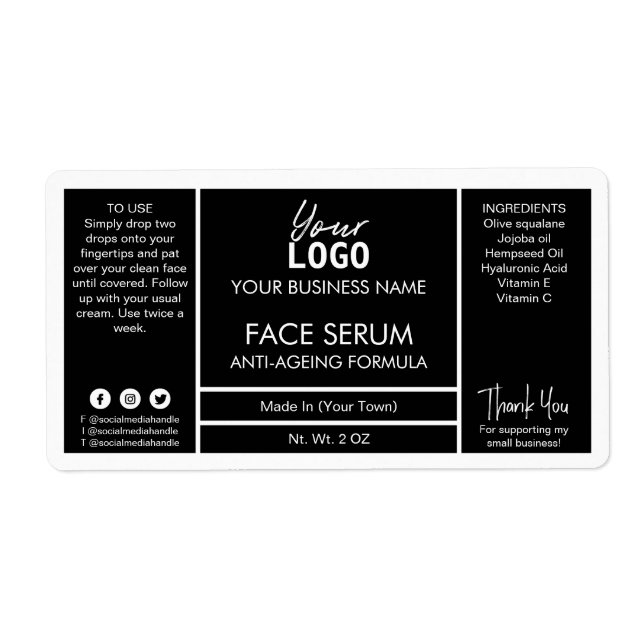 Professionell Svartvit olja Gräns Ansikte Fraktsedel (Framsidan)