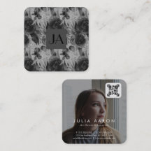 Professionell, svartvitt, Blommigt, fotoQR-kod