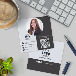 Professionell Svartvitt lägg till bild QR-kod Sq Fyrkantigt Visitkort