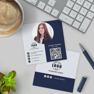 Professionell Svartvitt lägg till bild QR-kod Sq Fyrkantigt Visitkort