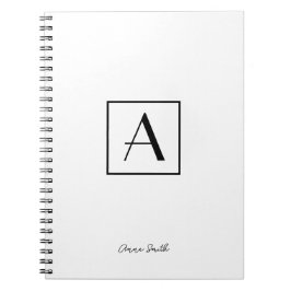 Professionell Svartvitt monogram - initialt skript Anteckningsbok
