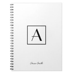 Professionell Svartvitt monogram - initialt skript Anteckningsbok