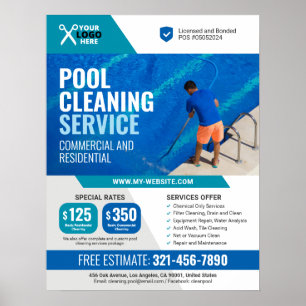 Professionell Swimming Bassäng Städning Services Poster