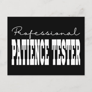 Professionell Tålamodstestare Vit Typografi Vykort