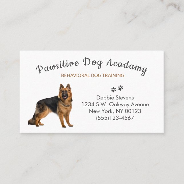 Professionell Tan German Shepherd Hund Training Visitkort (Framsida)