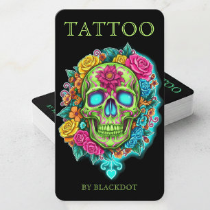 Professionell tatuerare Blommig Dödskalle Tatuerin Visitkort