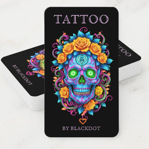 Professionell tatuerare Tatoveringsstudio Blommig Visitkort