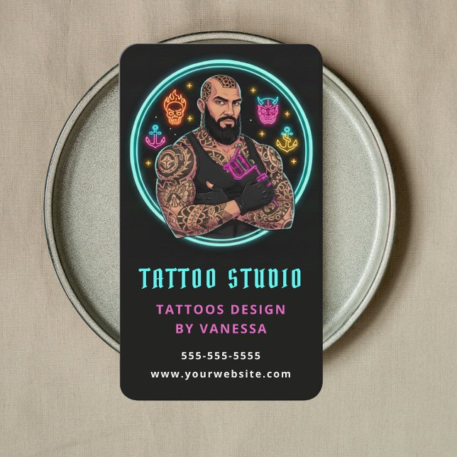 Professionell tatuerarstudio-redigerbar visitkort (Skapare uppladdad)