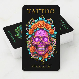 Professionell tatueringsbutik Blommig skall tatuer Visitkort