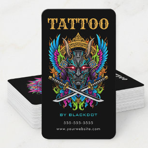 Professionell tatueringskonstnär Demonmask Tatuera Visitkort