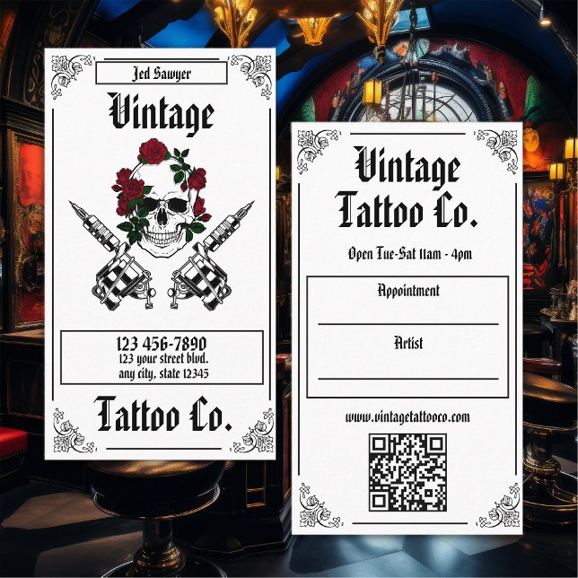 Professionell tatueringskonstnär visitkort (Skapare uppladdad)