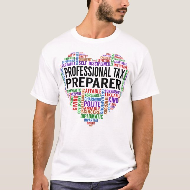 Professionell Tax Preparer Heart T Shirt (Framsida)