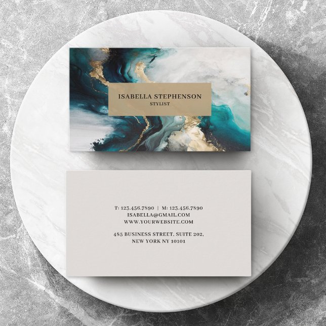 Professionell Teal Guld Abstrakt Modern Visitkort (Skapare uppladdad)