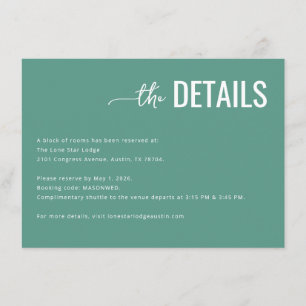 Professionell Teal Minimalistisk Dekoration Tilläggskort