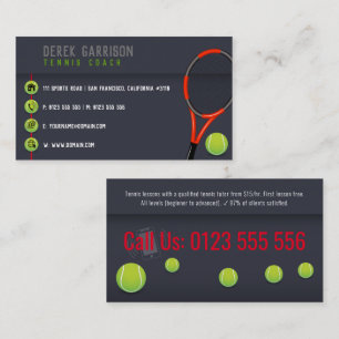 Professionell Tennis Coach   Tennis Racket Visitkort