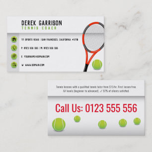 Professionell Tennis Coach   Tennis Racket Visitkort