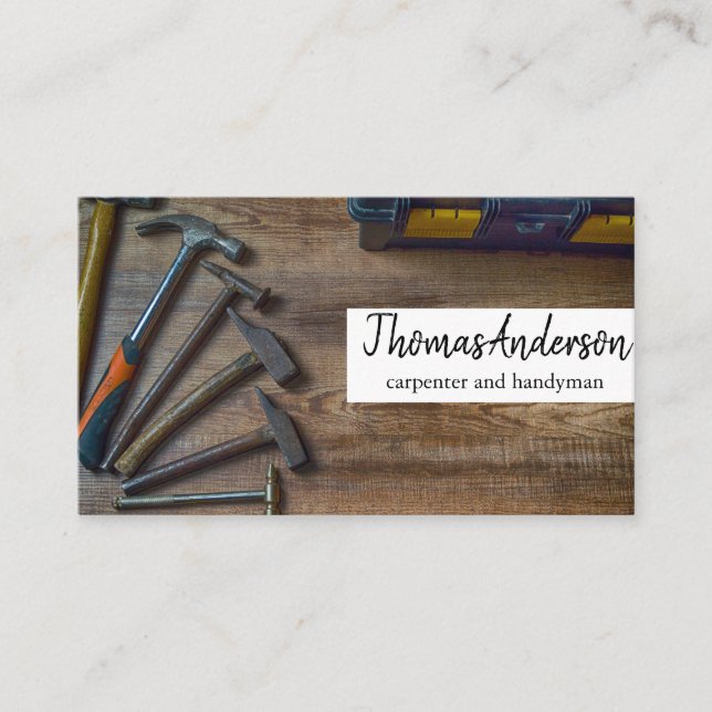 Professionell Trä Grain Rustic Carpentry Visitkort (Framsida)