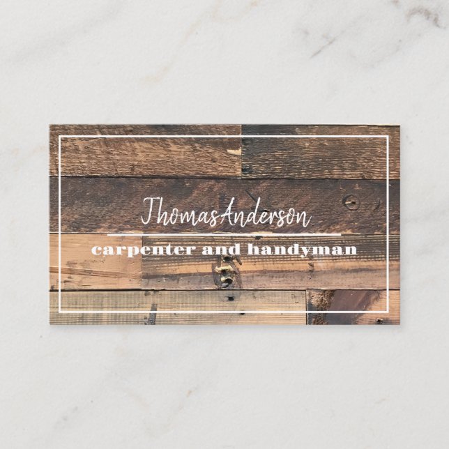 Professionell Trä Grain Rustic Carpentry Visitkort (Framsida)