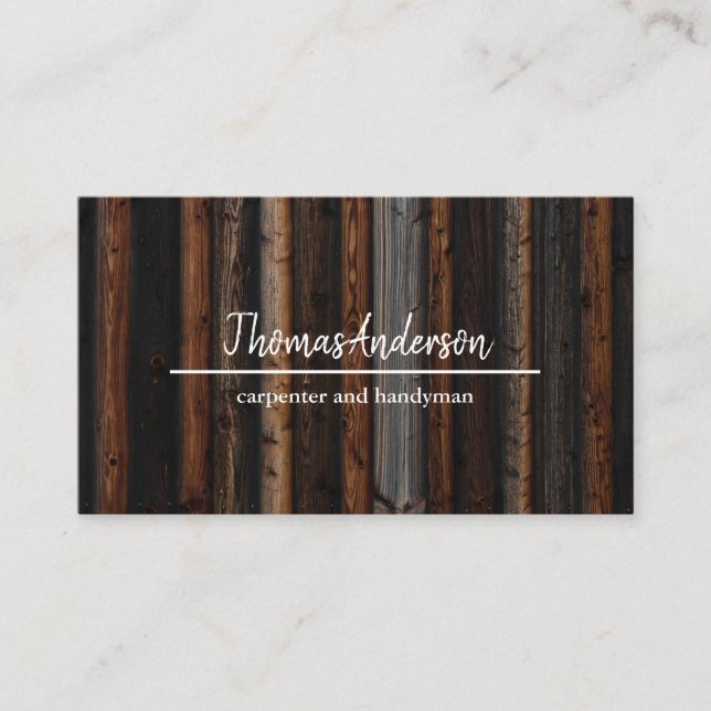 Professionell Trä Grain Rustic Carpentry Visitkort (Framsida)