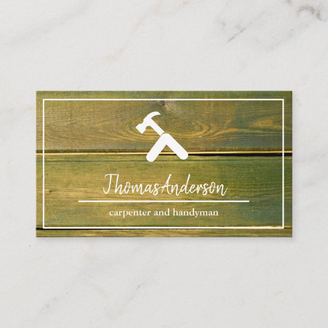 Professionell Trä Grain Rustic Carpentry Visitkort (Framsida)