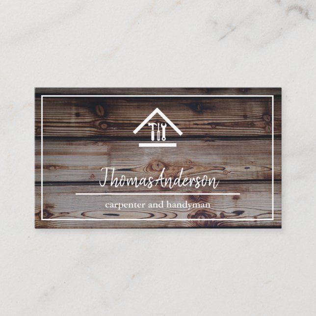Professionell Trä Grain Rustic Carpentry Visitkort (Framsida)